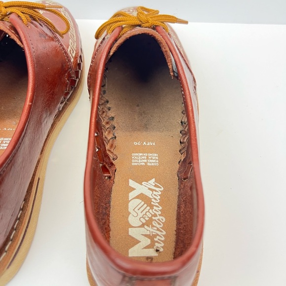 Artisan Brown Leather Oxfords with Rooster Design Mens US 10 MX 29 - Picture 8 of 9